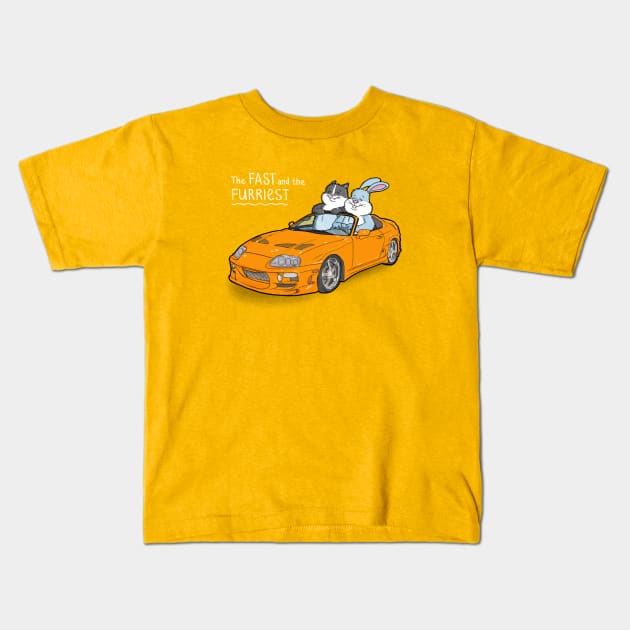 Fast and the Furriest Kids T-Shirt by CarlBatterbee